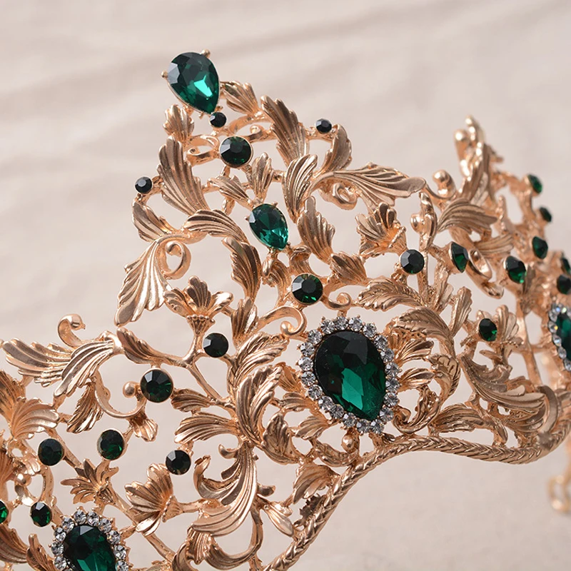 Новая бижутерия великолепная зеленая тиара в стиле барокко с кристаллами для