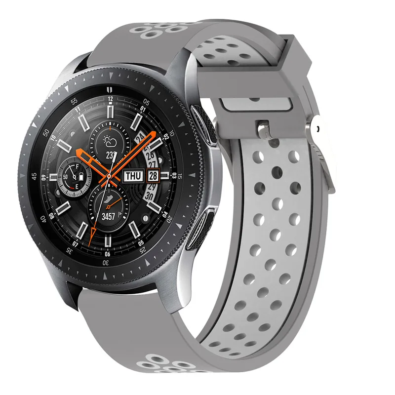 Силиконовый браслет для samsung gear S3 Classic Frontier Galaxy watch 46 мм SM-R800 часы браслет для huawei watch GT active - Цвет: gray white