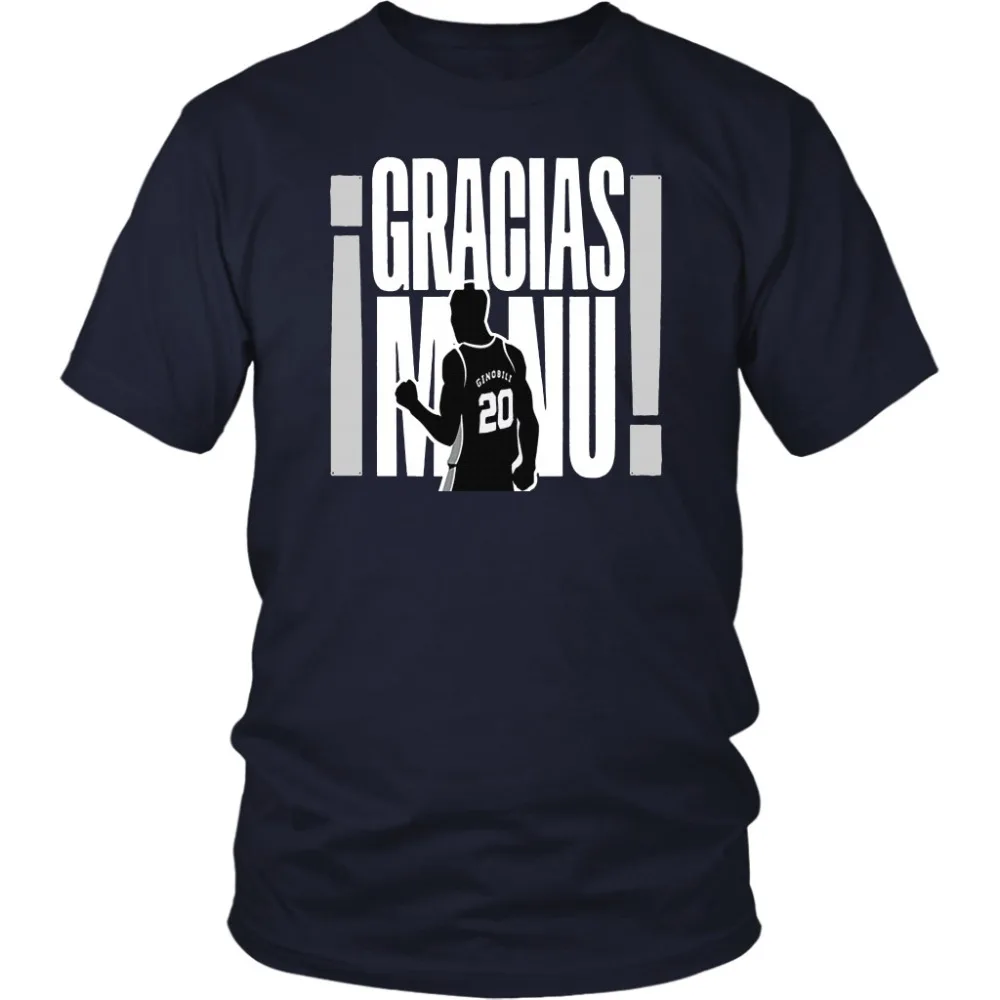 

Gracias Manu T-Shirt Manu Ginobili San Antonio 100% Cotton Geek Family Top Tee New Men Summer Tops Casuals Shirts Hip Hop Tops