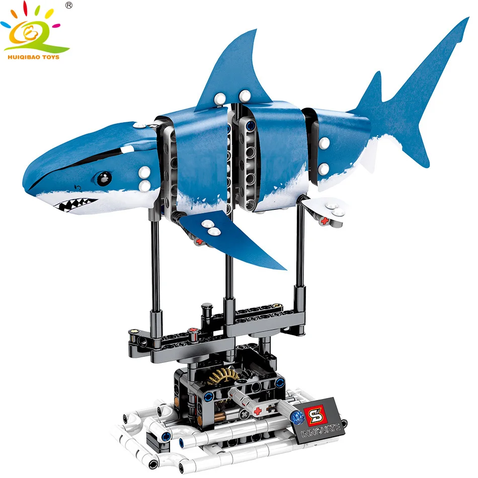 HUIQIBAO 342 шт. Имитация животных Рыбы DIY модель строительные блоки наборы городские