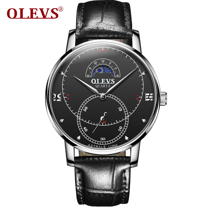 Black silver black OLEVS Элитный бренд для мужчин часы большой циферблат Relogio Masculino япония двигаться для мужчин t кварцевые часы не машина автоматические - Цвет: Black silver black