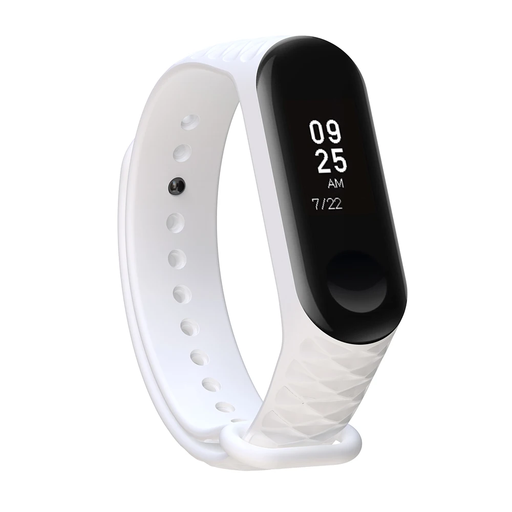 White Сменный ремешок для Xiao-Mi Band 3/4 Универсальный ТПУ ромбические ремешки на запястье 13 цветов - Цвет: White