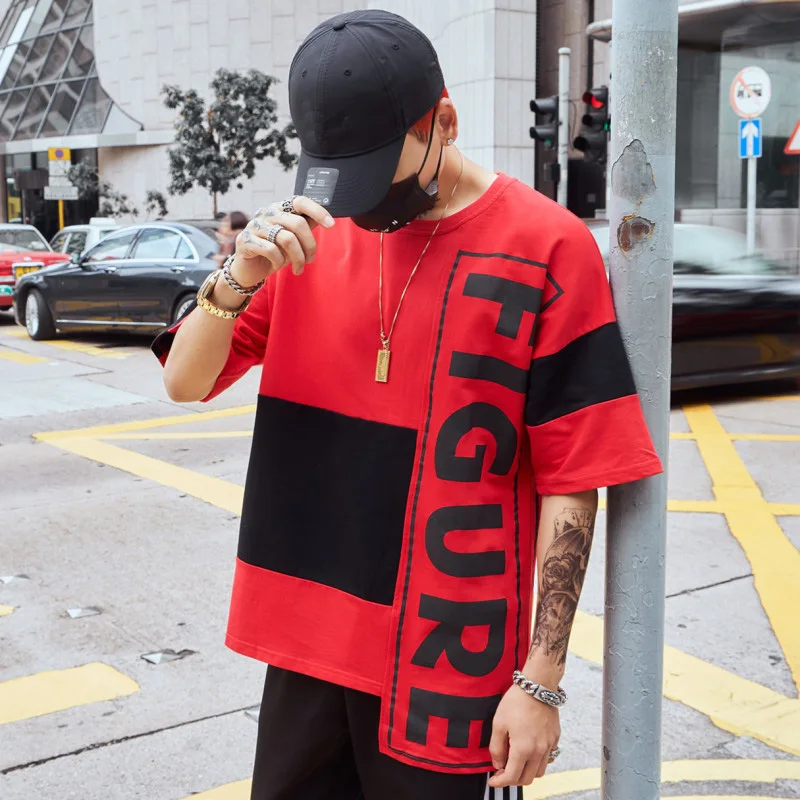 Мужская футболка в стиле хип хоп летняя однотонная хлопковая Футболка с принтом