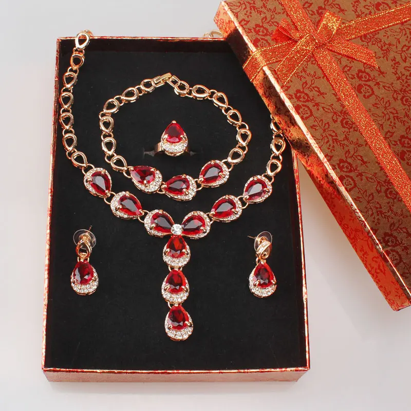 Женский комплект с ожерельем Африканский бисер Красный Кристалл ювелирный набор