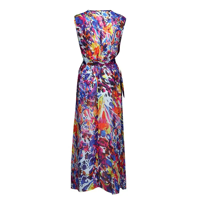 Новое модное женское летнее пикантное платье с V-образным вырезом в стиле бохо