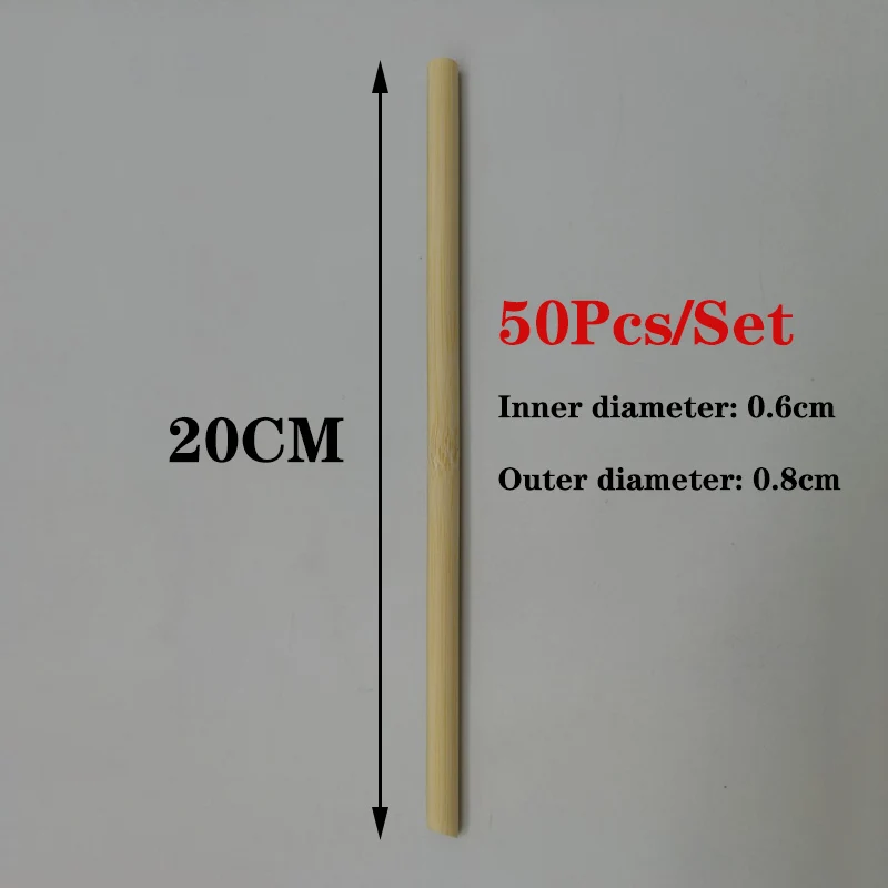 50Pcs 0.6cm Straw UPORS 50 шт Натуральные Бамбуковые соломы 20 см Экологичные органические многоразовые трубочки бамбуковая Питьевая Соломка для бара Вечерние - Цвет: 50Pcs 0.6cm Straw