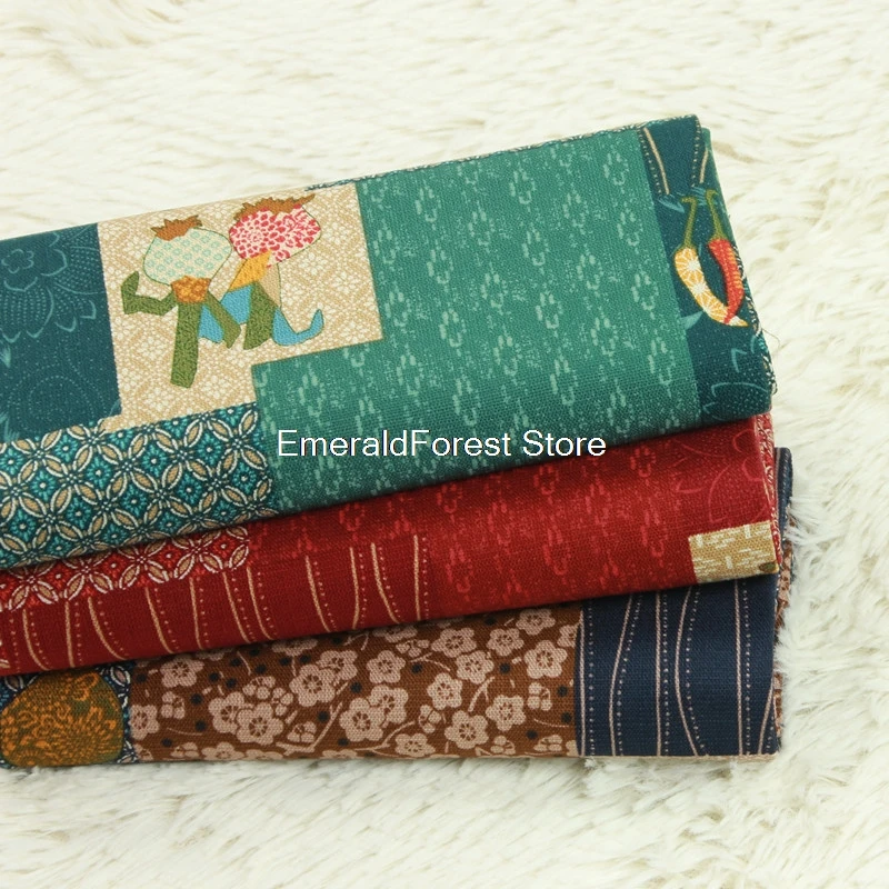 

High quality thick cotton cloth retro ethnic style printed fabric handmade DIY clothing dress fabric cotton 90cmx110cm
