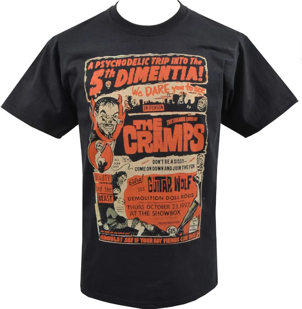 Бесплатная доставка 2019 женская черная футболка THE CRAMPS PSYCHOBILLY HORROR GIG FLYER GARAGE B-MOVIE S-5XL