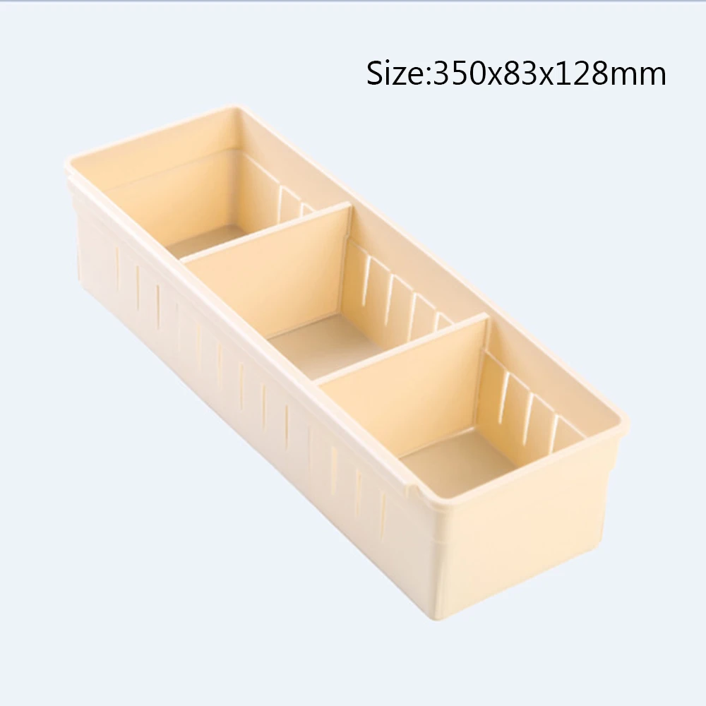 Beige A 1 шт Пластиковый DIY Регулируемый ящик коробка вагонка ящик Органайзер с разделителем для хранения домашняя полка для хранения косметики коробка для хранения столовой посуды - Цвет: Beige A