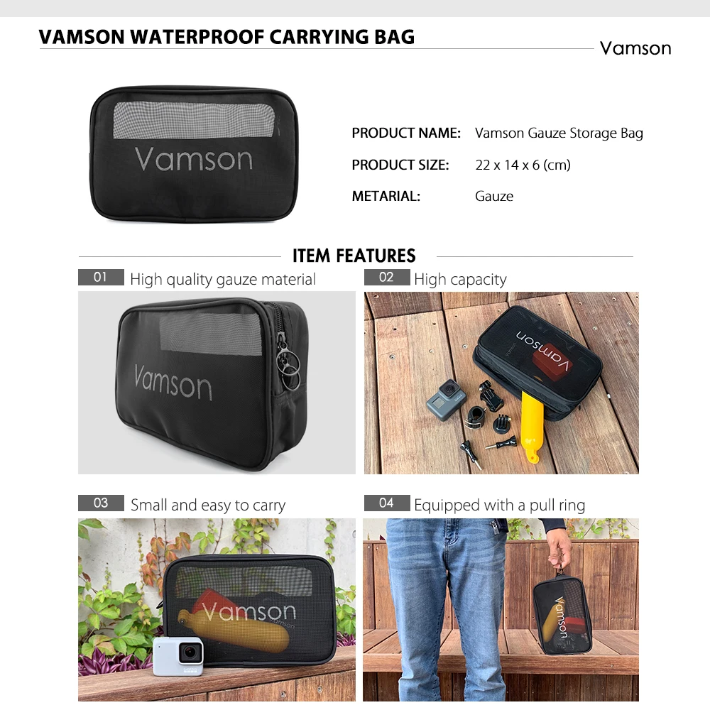 Купить Vamson для экшн-камеры Gopro Аксессуар для Go Pro Hero 7 6 5 черный аксессуары комплект Водонепроницаемый защитный корпус Чехол VS73