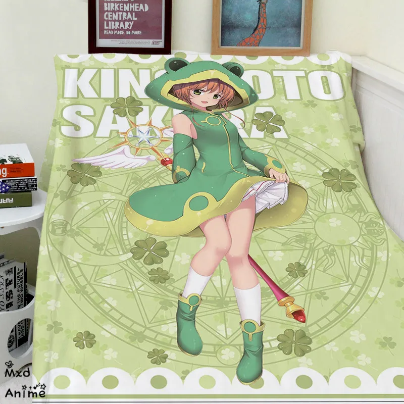 

Japanese Anime KINOMOTO SAKURA Soft Flannel Fleece Throw Blanket Decorative Plane Blankets for sofa otaku blanket drop shipping