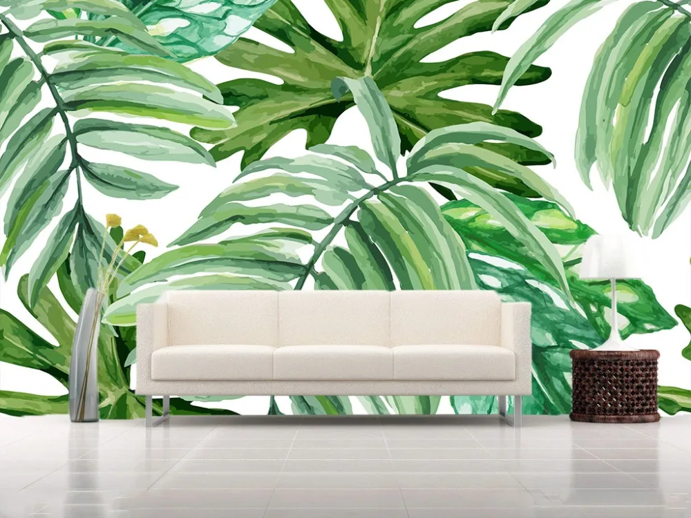 

[Self-Adhesive] 3D Painted Green Leaves Plant 66 Wall Paper mural Wall Print Decal Wall Murals
