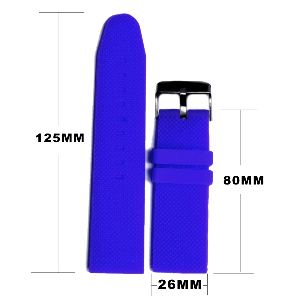 26 мм Полночь силиконовый синего цвета желе резиновые мужские часы ремешок