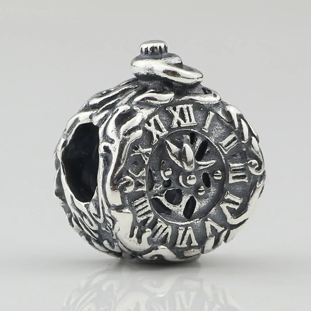 Бусины Охотник 925 пробы серебристый компас карманные часы Шарм бисера Fit &amp Pan