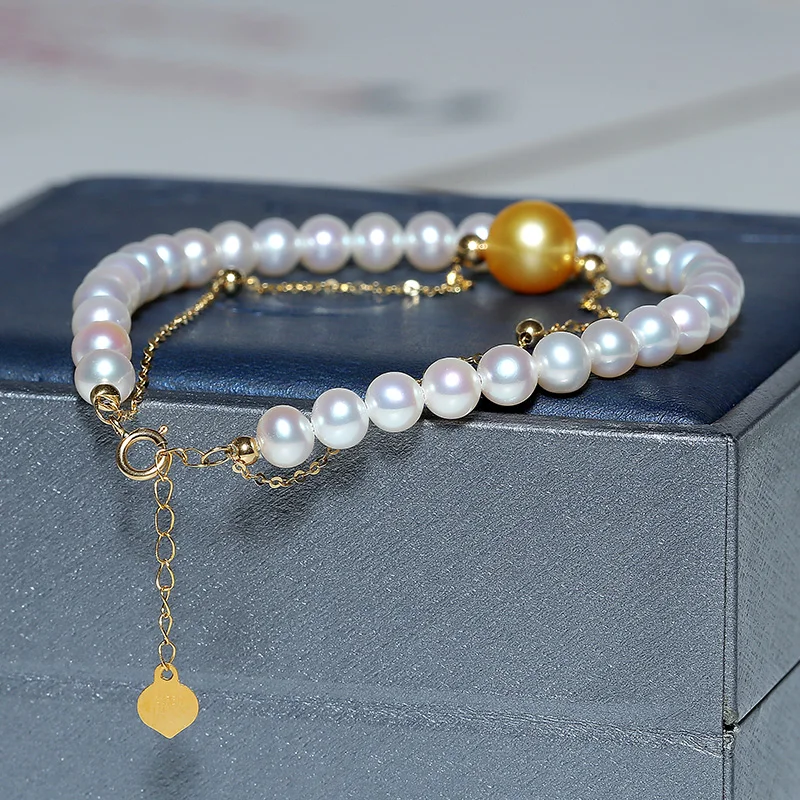 YS Real 18K Gold Au750 Bracelet 4-8mm Natural Akoya Pearl &amp Freshwater Fine Jewelry For Bridal | Украшения и аксессуары