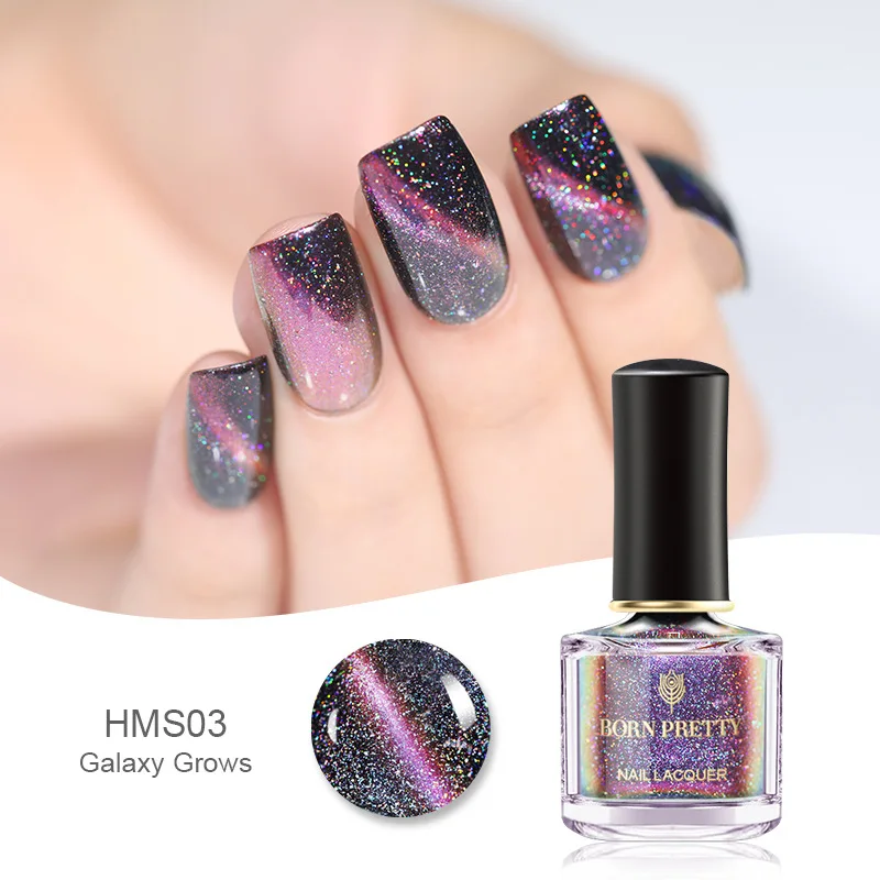 BP-HMS03 BORN PRETTY 6 мл хамелеон 3D магнитный лак для ногтей с эффектом «кошачий глаз» Aurora серия маникюрный лак для ногтей Магнитная черная основа - Цвет: BP-HMS03