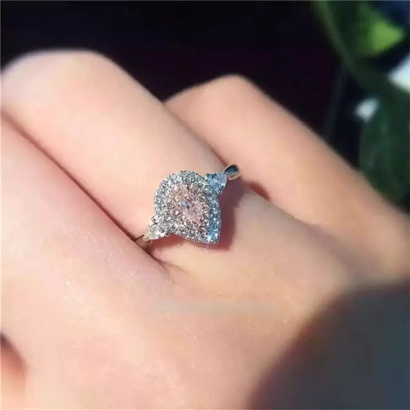 CC S925 Серебряные Модные кольца для женщин в форме капли воды разноцветные Простые
