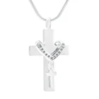 Ожерелье с двойным крестом LKJ9216 для мужчин и женщин, ювелирное изделие для кремации, украшение с инкрустацией прозрачными камнями, с кулоном в виде золы, с надписью Bless Hi One
