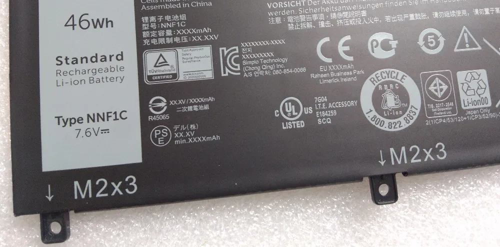 Аккумулятор для ноутбука NNF1C HMPFH 46 Втч Dell XPS 13 9365 серии XPS13-9365 |