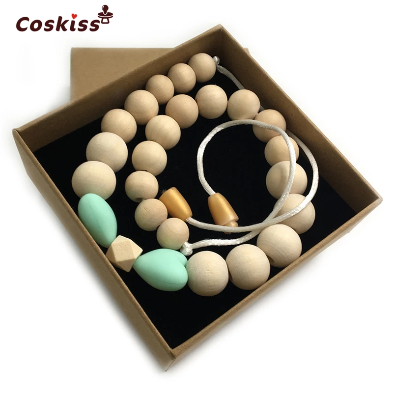 Organic Baby Teether Wooden Natural Teething Grasping Toy Shower Gift Toddler Newborn Bracelet | Мать и ребенок