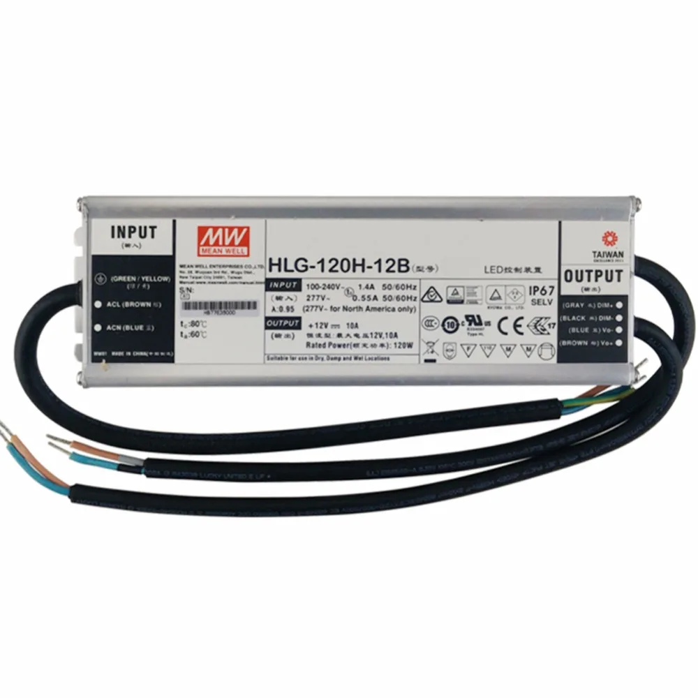 

Meanwell Driver HLG-120H-12B 120W 10A 12V dimming LED Power Supply waterproof 7 years warranty