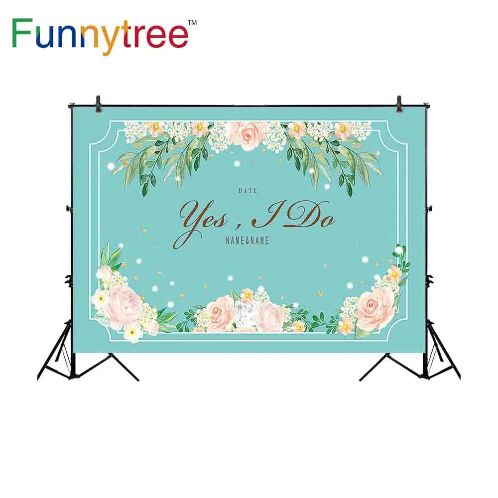 Фотофон Funnytree с зеленым цветком масляной краской да я люблю романтическую