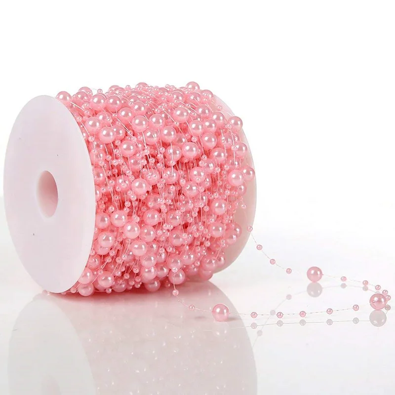 pink Горячая 8+ 3 мм леска искусственная цепочка с жемчужными бусинами гирлянда цветы DIY свадебная поставка украшений для вечеринок 5BB5600 - Цвет: pink