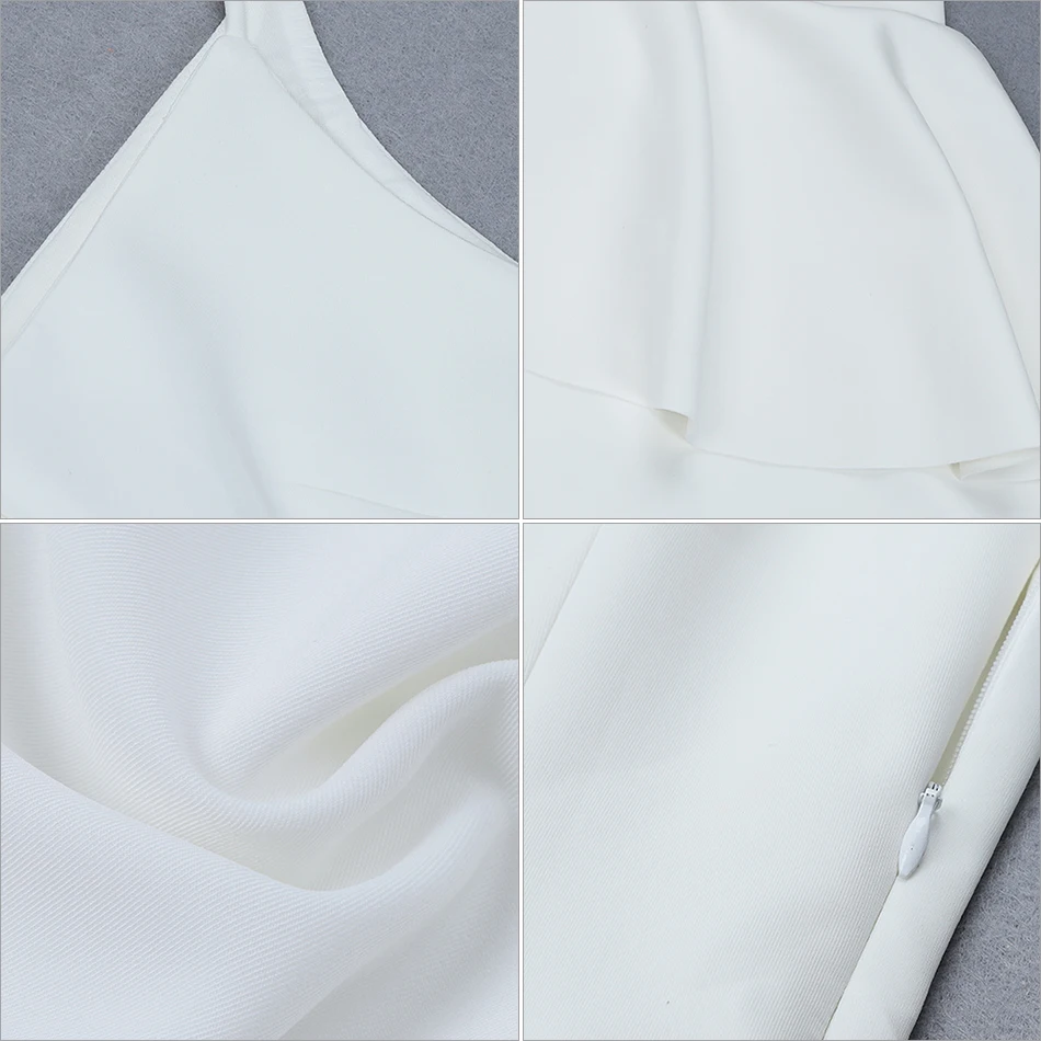 Женское облегающее платье на бретельках элегантное белое без рукавов с оборками