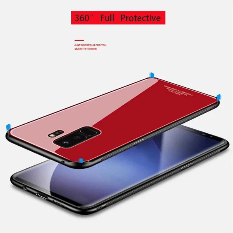 Fexcel Luxury Glass Case For Coque Samsung Galaxy S8 S9 Plus Note 8 360 Protective Soft Edge Hard Back Cover |