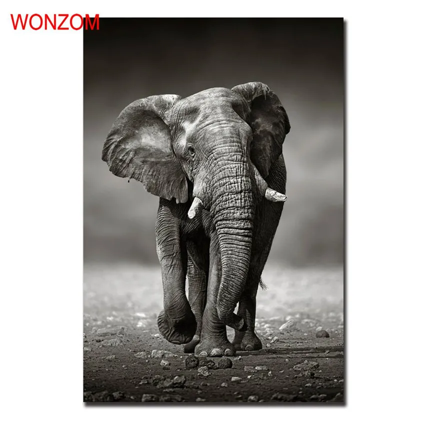 Картина слона на холсте животное серая Настенная картина для гостиной куадро
