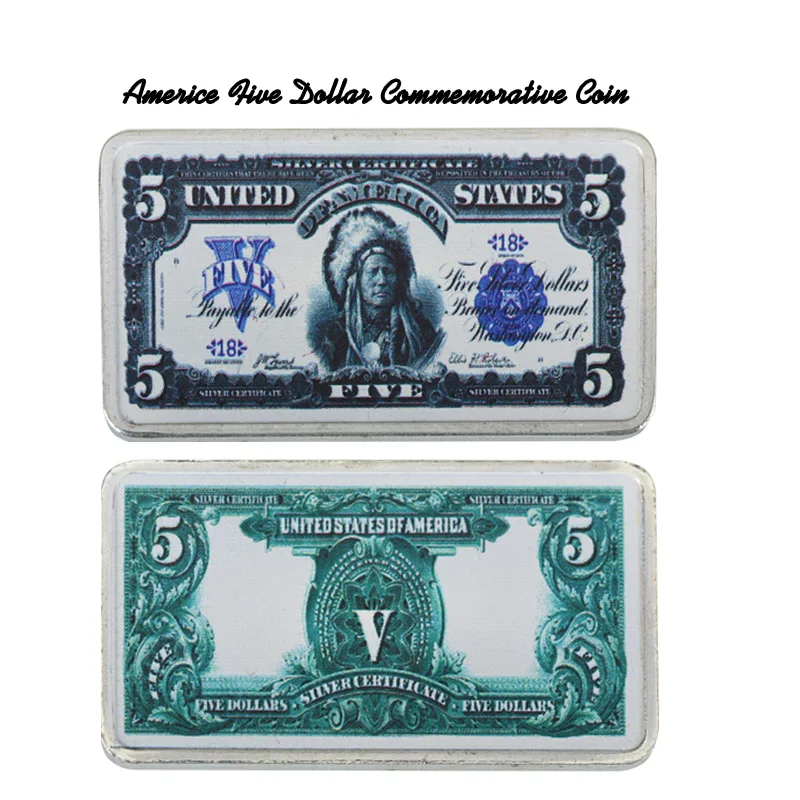 WR американская 1899 год 5 долларов Note Money 999 9 Серебряная панель декоративные
