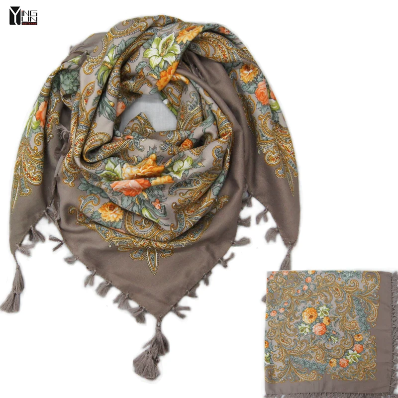 hot sale new fashion woman Scarf square scarves short tassel floral printed Women Wraps Winter lady shawls free shipping-03