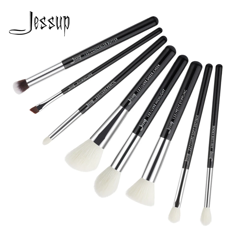 Набор кистей для макияжа Jessup beauty набор из синтетической козы и серебра 8 шт.|brush