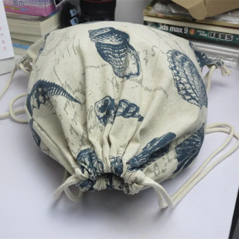 Дорожный рюкзак YILE из хлопка и льна на шнурке Студенческая сумка для книг ракушка