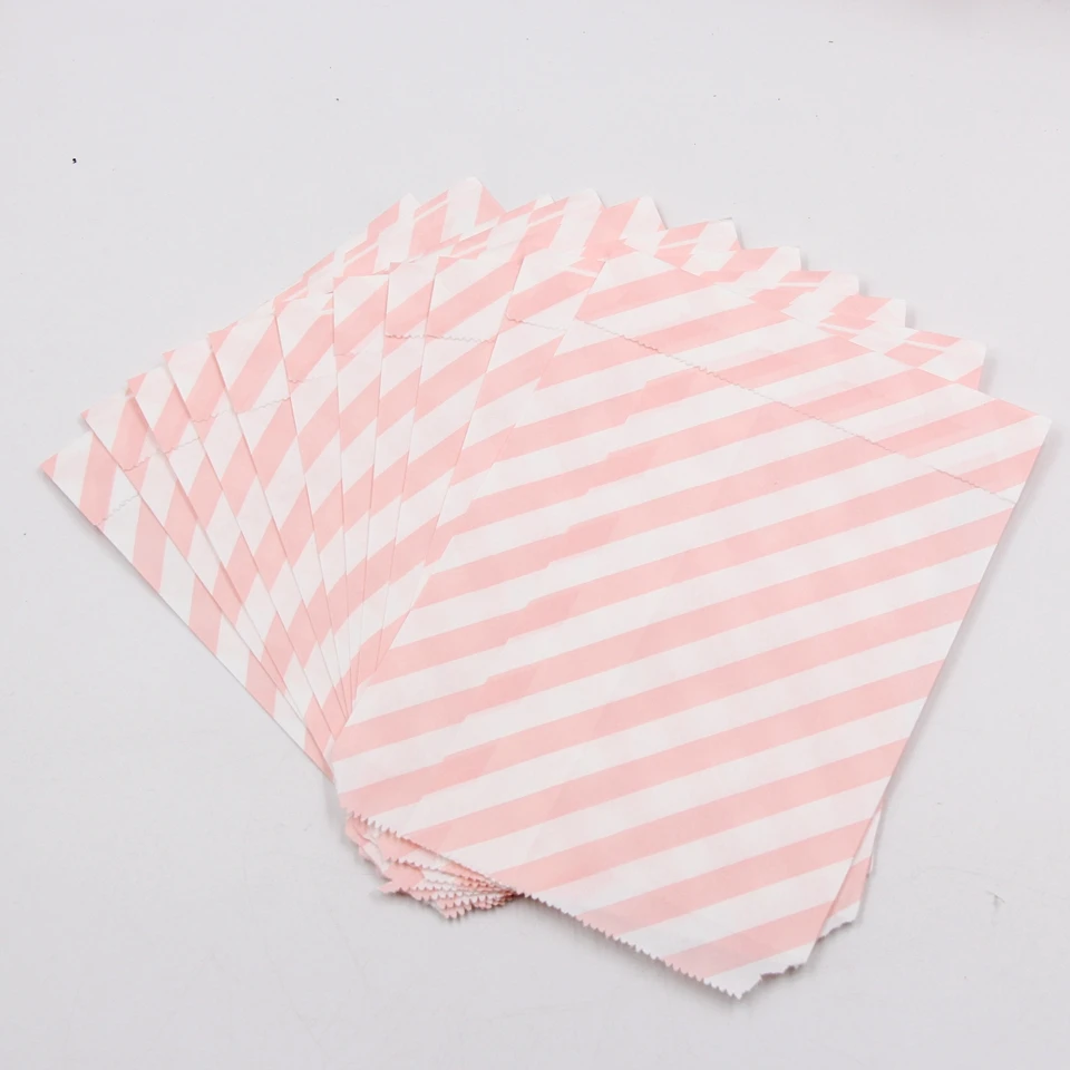 Pink Striped 25 шт./лот Mutil Стиль Крафт-Бумага конфеты буфет лакомство вкусно попкорн мешок для свадьбы День рождения сумки вечерние подарки украшения - Цвет: Pink Striped