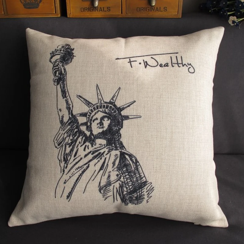 

Home Decorative Nordic Black white classic building pattern 1571 Linen Cushion Cover Pillow Case Sofa Chair Waist Pillow cover