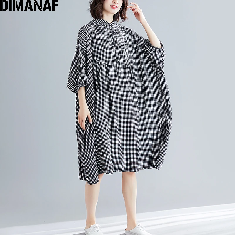 DIMANAF женское платье большого размера Хлопок Винтаж платья больших размеров рукав