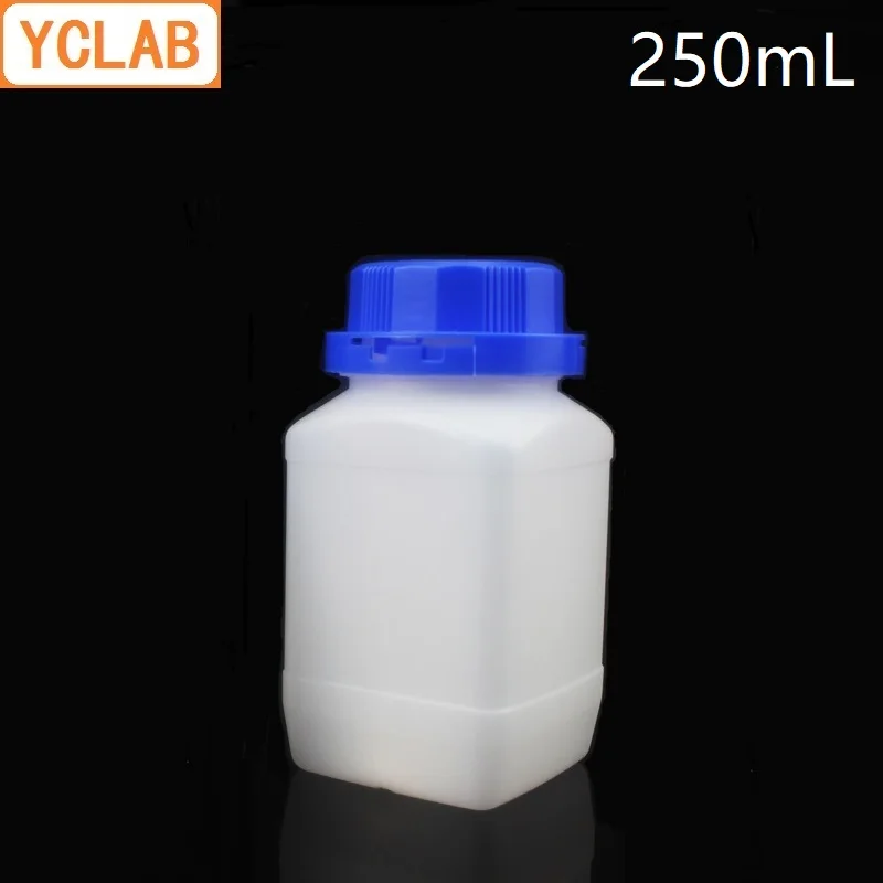 YCLAB 250 мл Квадратная бутылка для отбора проб HDPE пластик с голубой крышкой