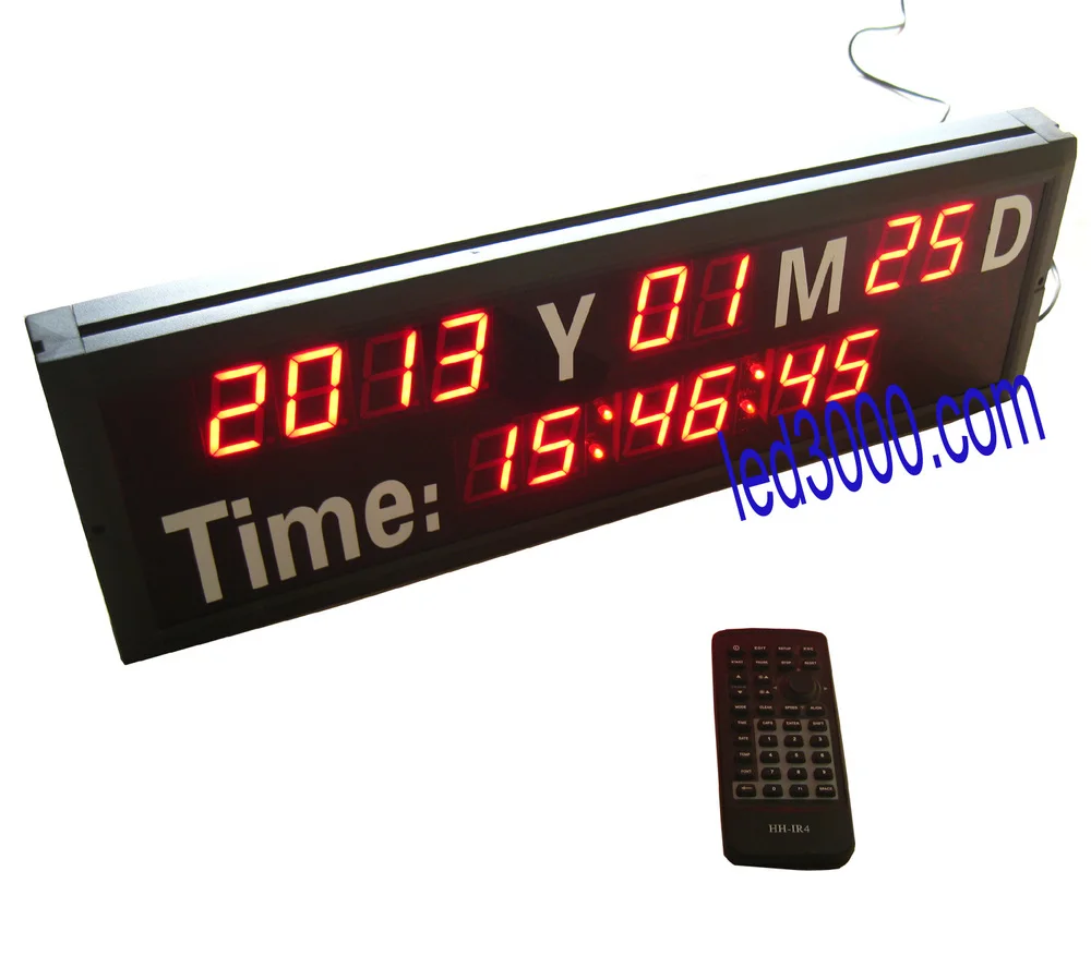 1 8 дюйма красный цвет год месяц дата и время светодиодные часы (HIT14-1.8R) | Дом сад