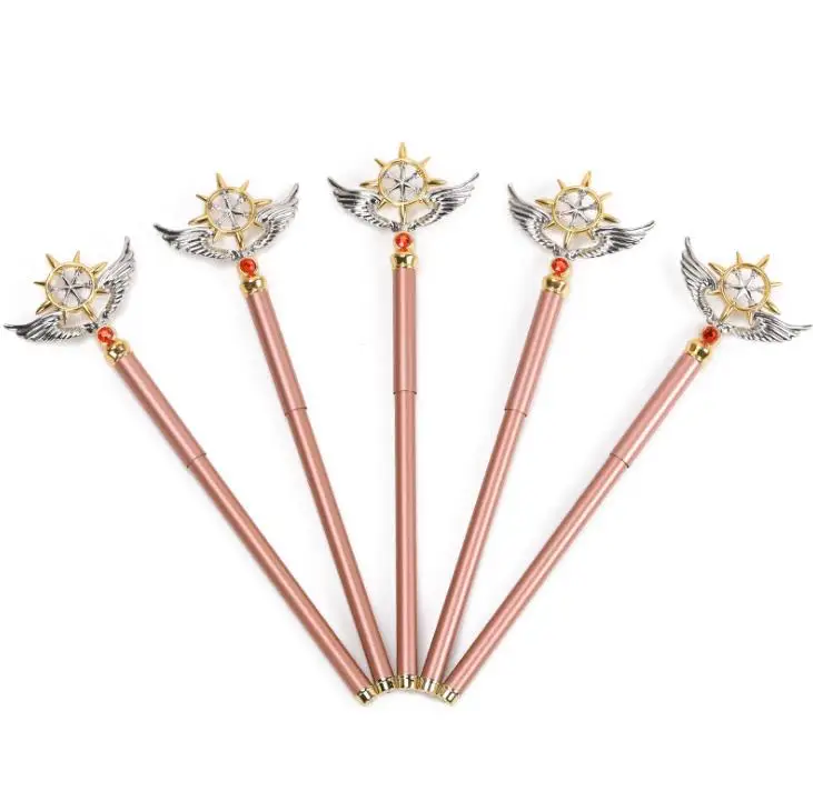 1 шт. Kawaii аниме Cardcaptor Card Captor Magic Sakura Wand Star Металлические гелевые ручки канцелярские 0,5 мм черные чернила ручки для письма подарки