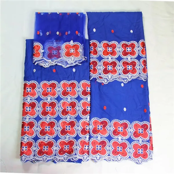 Elegant blue African cotton lace fabric(2.5y+2.5y+2.5y) flower embroidery Swiss material for clothing NCS3 | Дом и сад