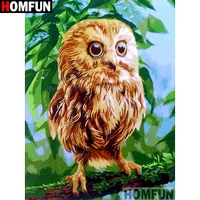 homfun full squareround drill 5d diy diamond painting cartoon owl embroidery cross stitch 3d home decor a10651