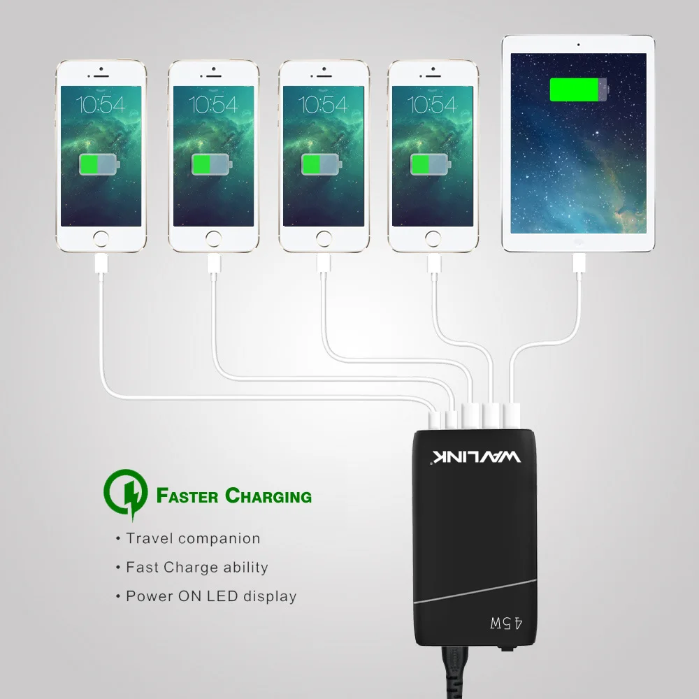 Зарядная Станция WAVLINK на 5 USB-портов 45 Вт/9 А | Мобильные телефоны и аксессуары