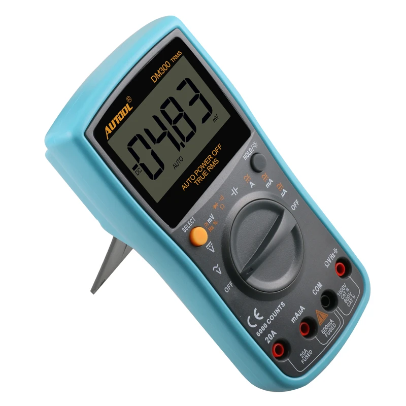 AUTOOL DM300 AC DC Цифровой мультиметр 6000 отсчетов большой ЖК-экран низкого напряжения