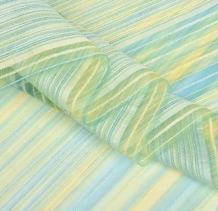 Бесплатная доставка желто-зеленый в полоску пряжи мягкий тюль кружевной ткани