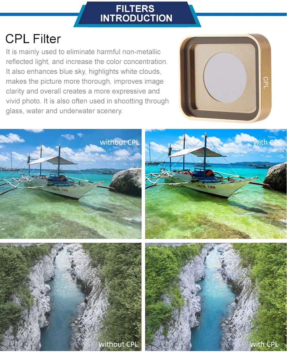 Go Pro Hero 7 Black аксессуары для экшн-камеры UV CPL ND 4 8 16 32 набор фильтров для дайвинга красного, желтого и пурпурного цвета для GoPro Hero7 Black Lens