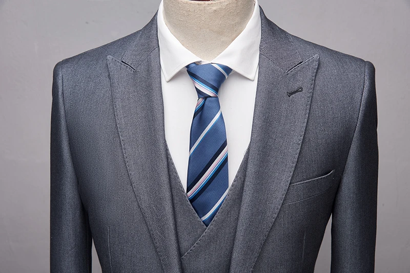 2019 Fashion New High quality Mens Dark Grey suits Formal 3 Pieces Wedding Groom Tuxedos Prom Slim Fit Peak lapel Suits | Мужская одежда