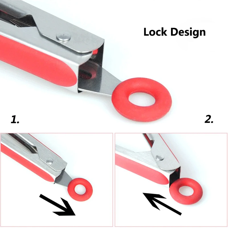 2 шт. силиконовые пищевые щипцы для барбекю из нержавеющей стали салата кухонной