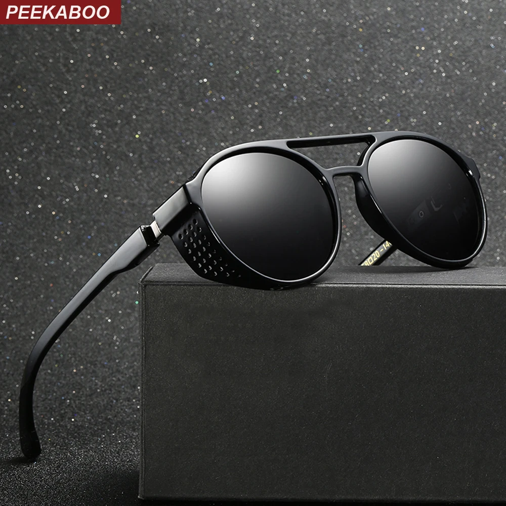 Мужские поляризационные солнцезащитные очки peekabo синие круглые зеркальные uv400