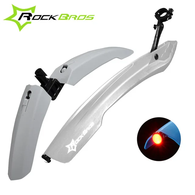 ROCKBROS Bicycle Fenders LED Rear Light Ultralight Soft Rubber High Quality Mudguard mtb Bike Adjustable | Спорт и развлечения